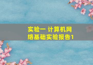 实验一 计算机网络基础实验报告1